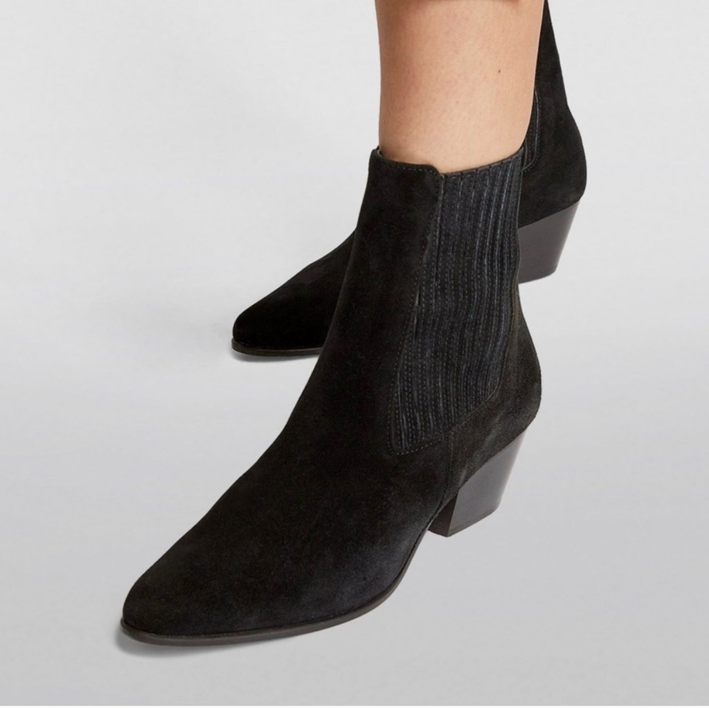SANDRO Amelya Black Suede Ankle Boots 40